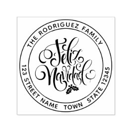 Circulair adres Feliz Navidad Zelfinktende Stempel