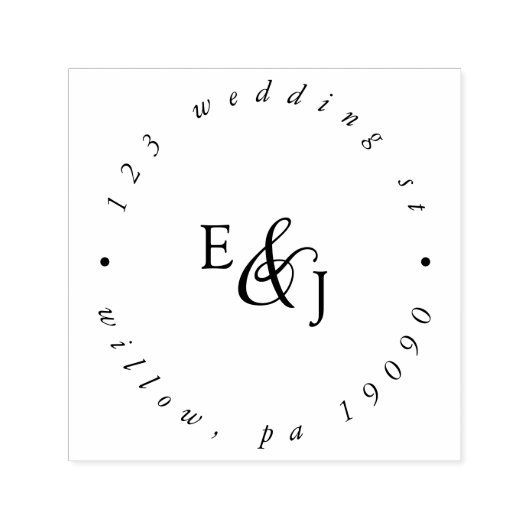 Circulair adres  Manuscript Monogram Weddenschap Zelfinktende Stempel (Design)