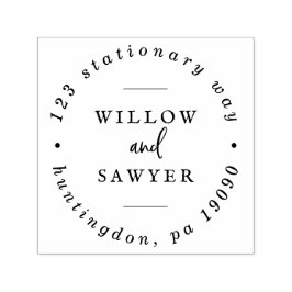 Circulair adres Rustic Script Wedding Zelfinktende Stempel