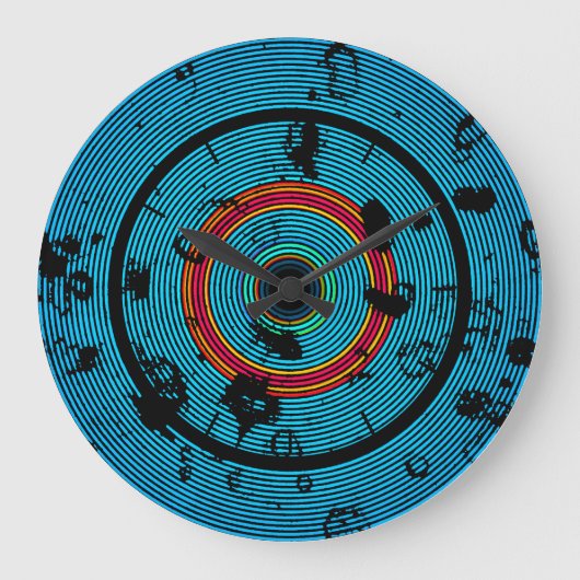 Circulair blauw Abstract patroon Grote Klok (Voorkant)