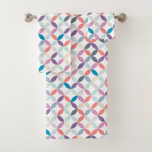 Circulair gekruiste patroon koele toonkleuren bad handdoek (Insitu)