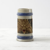 Circulair Golden Dragon Portret op Deep Blue Bierpul (Center)