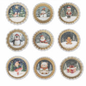 Circulair gouden Kerst stickers en envelopzegel (Voorkant)