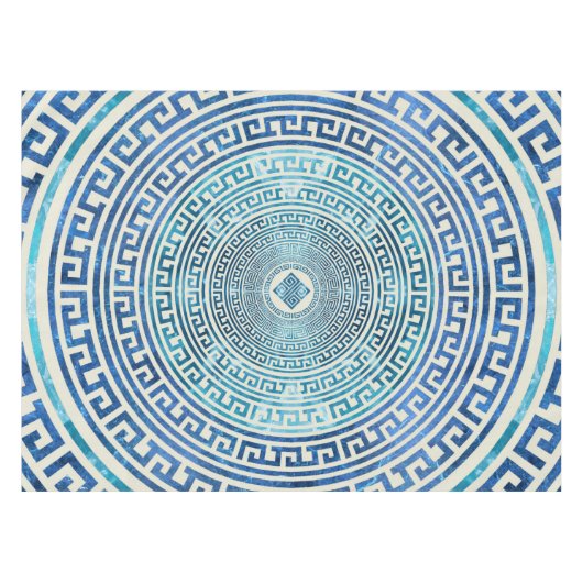 Circulair Grieks Meander Patroon - Griekse sleutel Tafelkleed (Voorkant (Horizontaal))