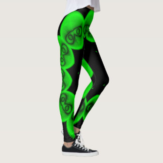 Circulair helder groen Alien Abstract Leggings