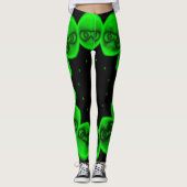 Circulair helder groen Alien Abstract Leggings (Voorkant)
