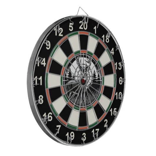 Circulair hert met Forest Target Dartbord (Voorkant Links)