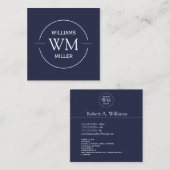 Circulair Initiaal Modern Square Navy - Visitekaar Vierkante Visitekaartje (Voorkant / Achterkant)