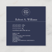 Circulair Initiaal Modern Square Navy - Visitekaar Vierkante Visitekaartje (Achterkant)