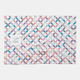 Circulair kwart patroon koele toon monogram theedoek