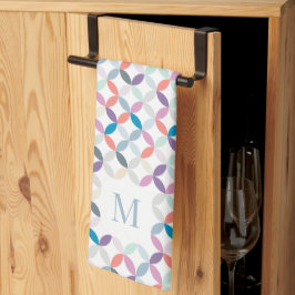 Circulair kwart patroon koele toon monogram theedoek