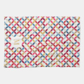 Circulair kwartiepatroon Rood goumonogram Theedoek (Horizontaal)