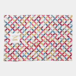 Circulair kwartiepatroon Rood goumonogram Theedoek