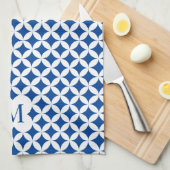 Circulair kwartpatroon monogram aangepaste kleur theedoek (Quarter Fold)