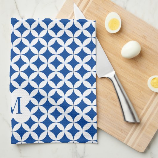 Circulair kwartpatroon monogram aangepaste kleur theedoek (Quarter Fold)