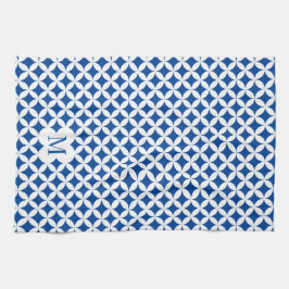 Circulair kwartpatroon monogram aangepaste kleur theedoek