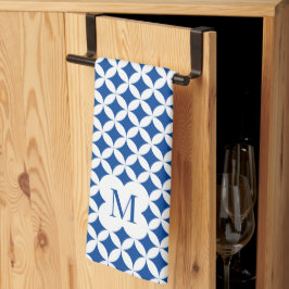Circulair kwartpatroon monogram aangepaste kleur theedoek
