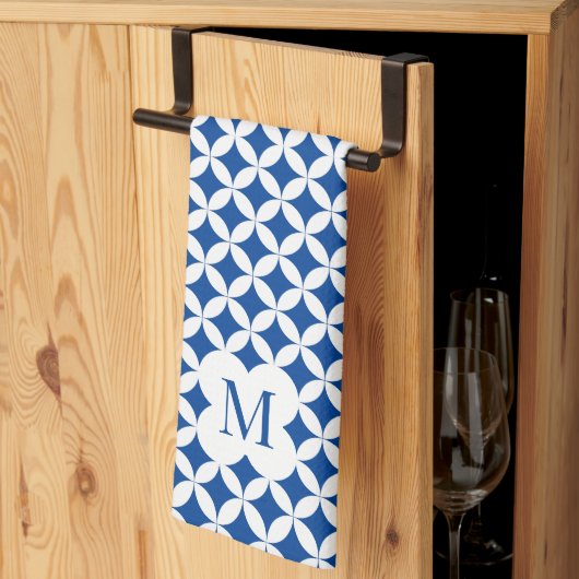 Circulair kwartpatroon monogram aangepaste kleur theedoek (Derde Gevouwen)