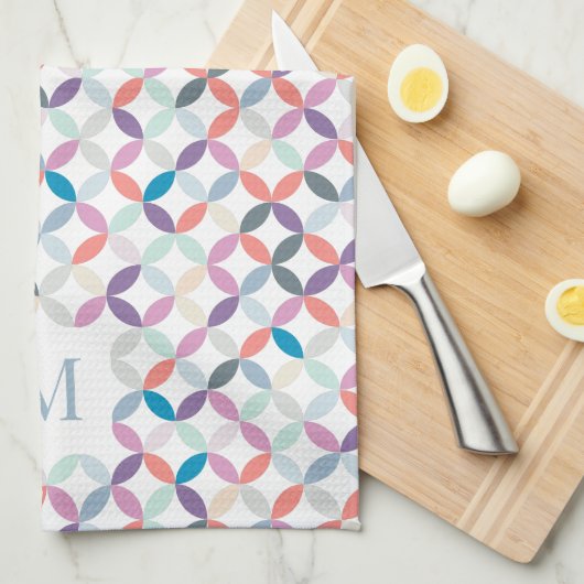 Circulair kwartsgewijs monogram van de koele toont theedoek (Quarter Fold)