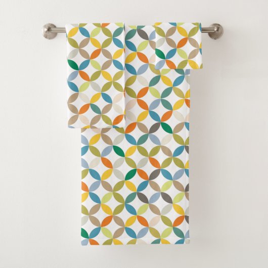 Circulair kwartspatroon warme toonkleuren bad handdoek (Insitu)