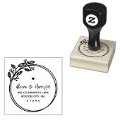 Circulair Lijst Floral bruiloft adres Rubberstempel (Gestempeld)