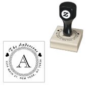 Circulair Monogram familienaam Retouradres Rubberstempel (Gestempeld)