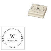 Circulair Monogram familienaam Retouradres Rubberstempel (Gestempeld)