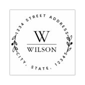 Circulair Monogram familienaam Retouradres Rubberstempel (Afrduk)