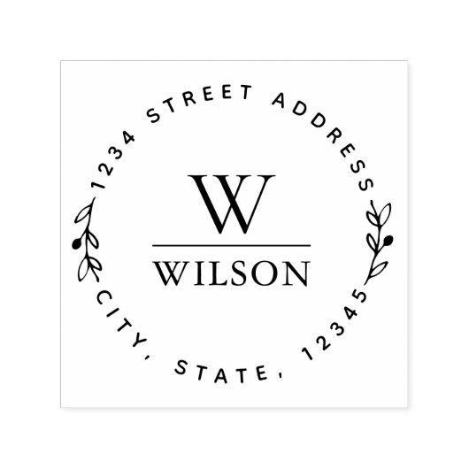 Circulair Monogram familienaam Retouradres Zelfinktende Stempel (Design)