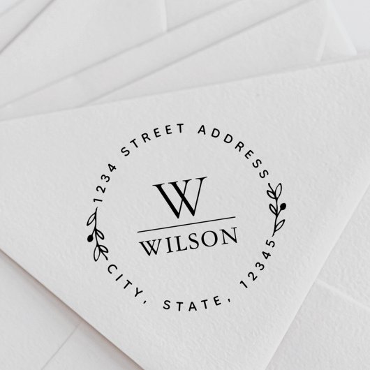 Circulair Monogram familienaam Retouradres Zelfinktende Stempel