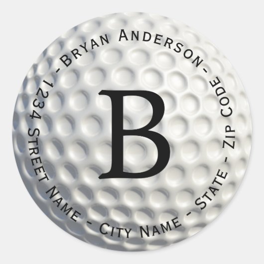 Circulair Monogram Golfbal Retouradres Label (Voorkant)