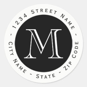 Circulair monogram retouradreslabel ronde sticker