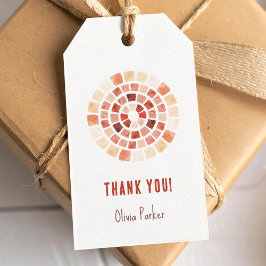 Circulair mozaïek dank je wel cadeaulabel