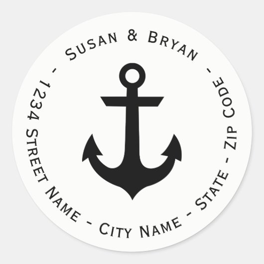 Circulair Nautisch Anker Return Address Label (Voorkant)