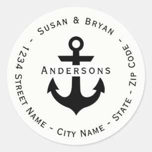 Circulair Nautisch Anker Return Address Label