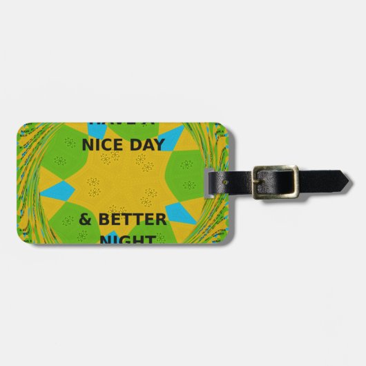 Circulair ontwerp "Fijne dag en betere nacht" Bagagelabel (Voorkant horizontaal)