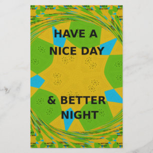 Circulair ontwerp "Fijne dag en betere nacht" Briefpapier