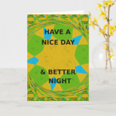 Circulair ontwerp "Fijne dag en betere nacht" Kaart (Gele Bloem)