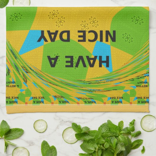 Circulair ontwerp "Fijne dag en betere nacht" Theedoek (Gevouwen)