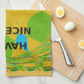 Circulair ontwerp "Fijne dag en betere nacht" Theedoek (Quarter Fold)