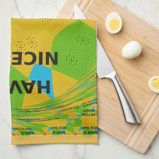 Circulair ontwerp "Fijne dag en betere nacht" Theedoek (Quarter Fold)