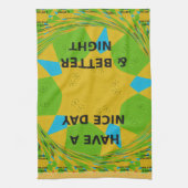 Circulair ontwerp "Fijne dag en betere nacht" Theedoek (Verticaal)