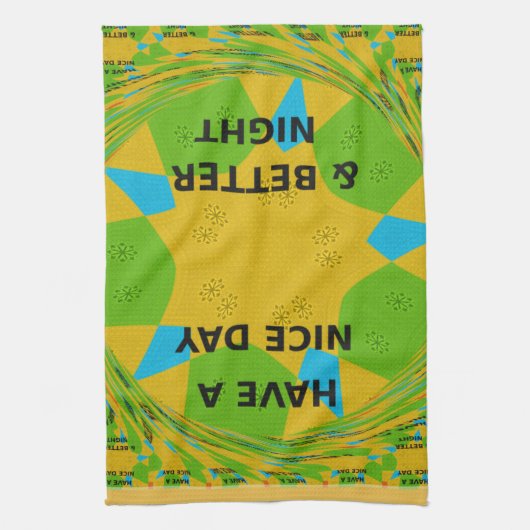 Circulair ontwerp "Fijne dag en betere nacht" Theedoek (Verticaal)