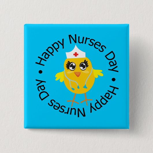 Circulair ontwerp Happy Neurses Day Vierkante Button 5,1 Cm (Voorkant)