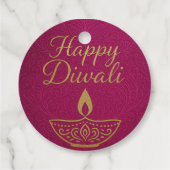 Circulair ontwerp met Gold Diya Happy Diwali Bedankjes Labels (Achterkant)