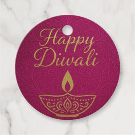 Circulair ontwerp met Gold Diya Happy Diwali Bedankjes Labels
