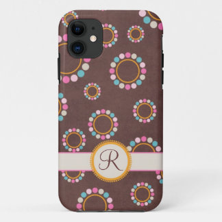 Circulair patroon met poolpunten Monogram iPhone 11 Hoesje