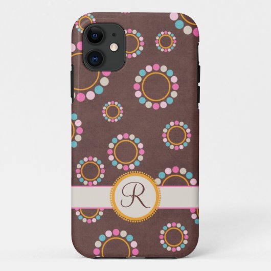 Circulair patroon met poolpunten Monogram Case-Mate iPhone Case (Achterkant)
