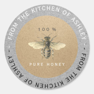 Circulaire 100%Homemade Honey Kitchen Kraft Bee Gr Ronde Sticker