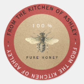 Circulaire 100%Homemade Honey Kitchen Kraft Bee Re Ronde Sticker (Voorkant)